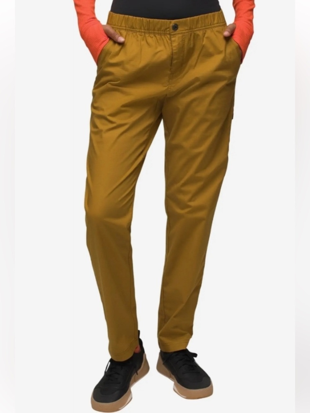 Prana Double Peak All-Around Pull On Pant Yellow Sz 12 hiking outdoors gorpcore